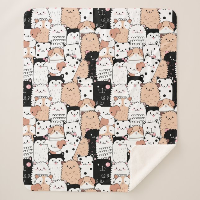 Couverture Sherpa Chiens mignons Sherpa Blanket (Devant)