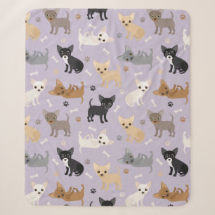 Couverture Sherpa Chihuahua Os et pattes violet
