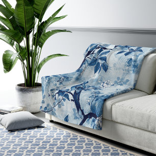 Couverture Sherpa Chinoiserie Bleue Cadeau pour Fe