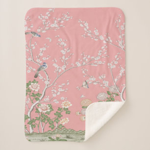 Couverture Sherpa Chinoiserie rose