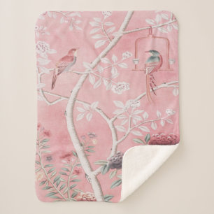 Couverture Sherpa Chinoiserie rose