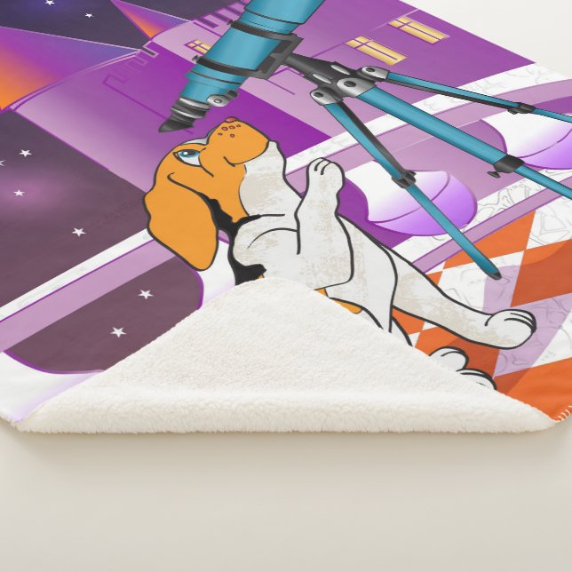 Couverture Sherpa Chiot beige rouge et télescope dans le château (3/4)