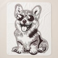Chiots Corgi personnalisés avec lunettes de soleil