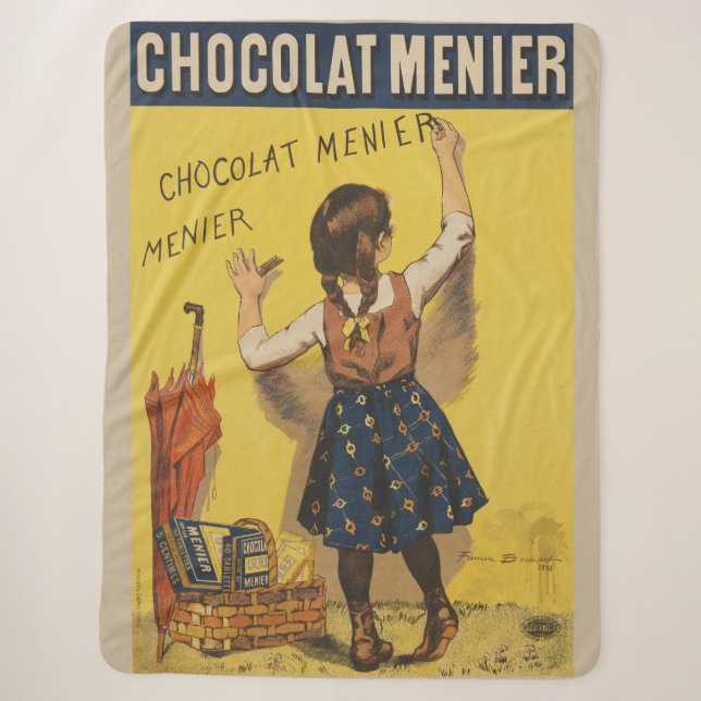 Couverture Sherpa Chocolat Menier Petite fille Mur écriture (Devant)