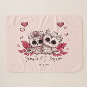 Couverture Sherpa Chouette cartonnée amoureux Coeur Saint-Valentin