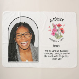 Couverture Sherpa Christian AOÛT Naissance Mois Fleur NOM PHOTO