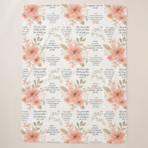 Couverture Sherpa Christian PRAYER Peach Floral