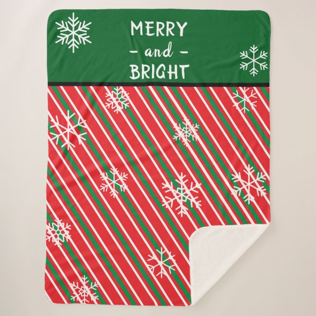 Couverture Sherpa Christmas Candy Cane Stripes Red Green (Devant)