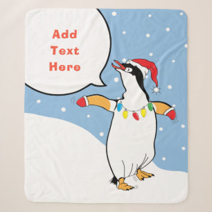 Couverture Sherpa Christmas Père Noël Penguin dit