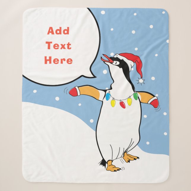 Couverture Sherpa Christmas Père Noël Penguin dit (Devant)