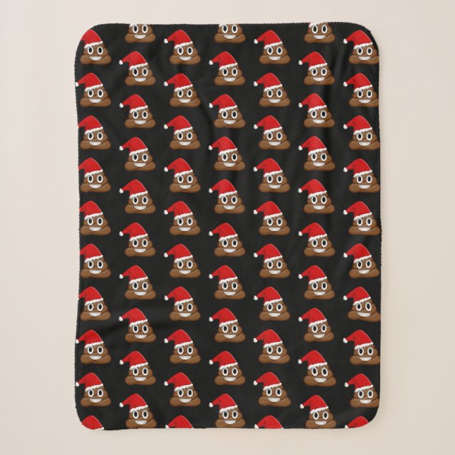 Couverture Sherpa Christmas poop emoji Cute Funny Motif (Devant)