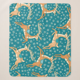 Couverture Sherpa Christmas Reindeer : Vintage Motif sans couture.