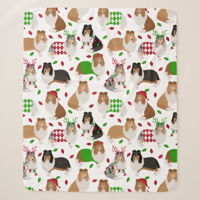 Couverture Sherpa Christmas Rough Collie Sherpa Blanket (Devant)