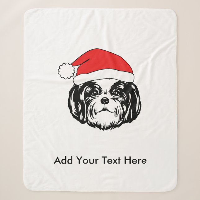 Couverture Sherpa Christmas Shih Tzu Chien Santa Hat (Devant)
