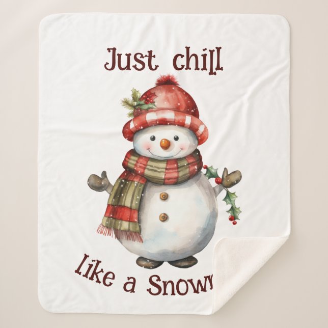 Couverture Sherpa Christmas Snowman Just Chill Citation amusante Aqu (Devant)