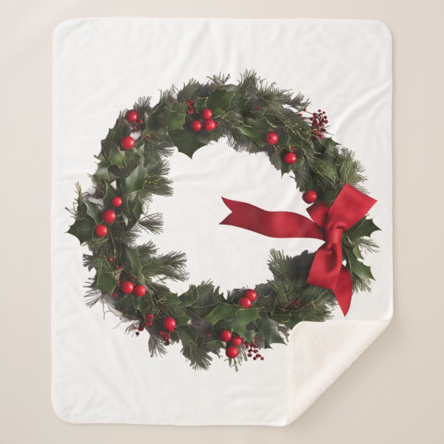 Couverture Sherpa CHRISTMAS WREATH Fleece Blanket (Devant)