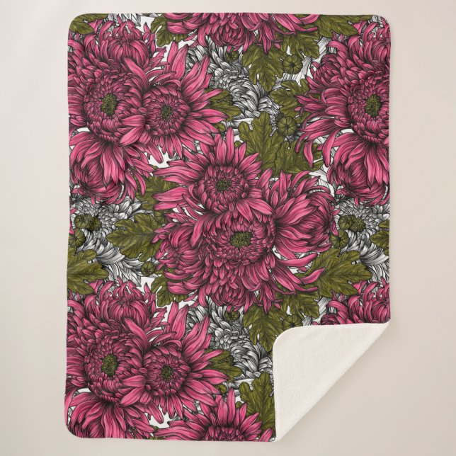 Couverture Sherpa Chrysanthème rose (Devant)