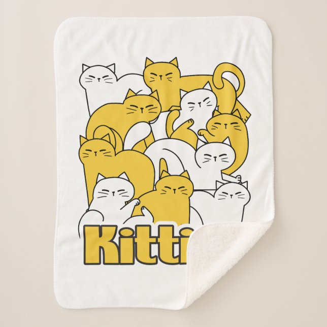 Couverture Sherpa Chubby Kitties Design - Cat Art adorable (Devant)
