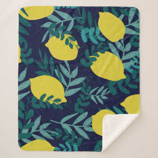 Couverture Sherpa Citrons et motifs feuille
