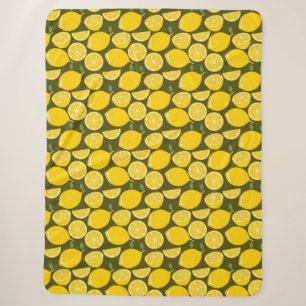 Couverture Sherpa Citrons jaunes et motif vert olive : Citrus modern