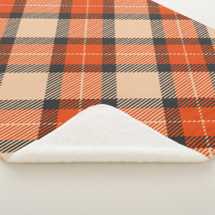 Couverture Sherpa Citrouille d'automne classique Orange Brown Tartan