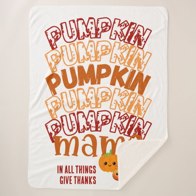 Couverture Sherpa Citrouille de Thanksgiving MAMA personnalisable (Devant)
