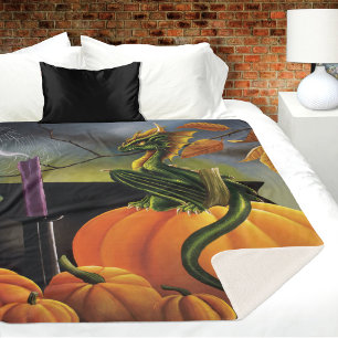 Couverture Sherpa Citrouille Dragon Cauldron Halloween