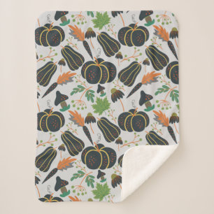 Couverture Sherpa Citrouille sans soudure carotte motif noir et blan