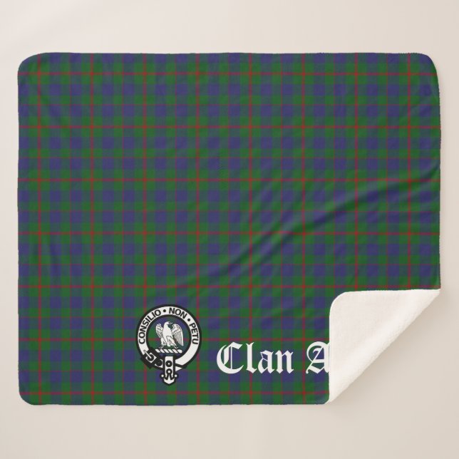 Couverture Sherpa Clan Agnew Crest Badge et Tartan (Devant (Horizontal))
