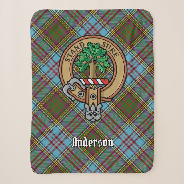 Couverture Sherpa Clan Anderson Crest sur Tartan (Devant)