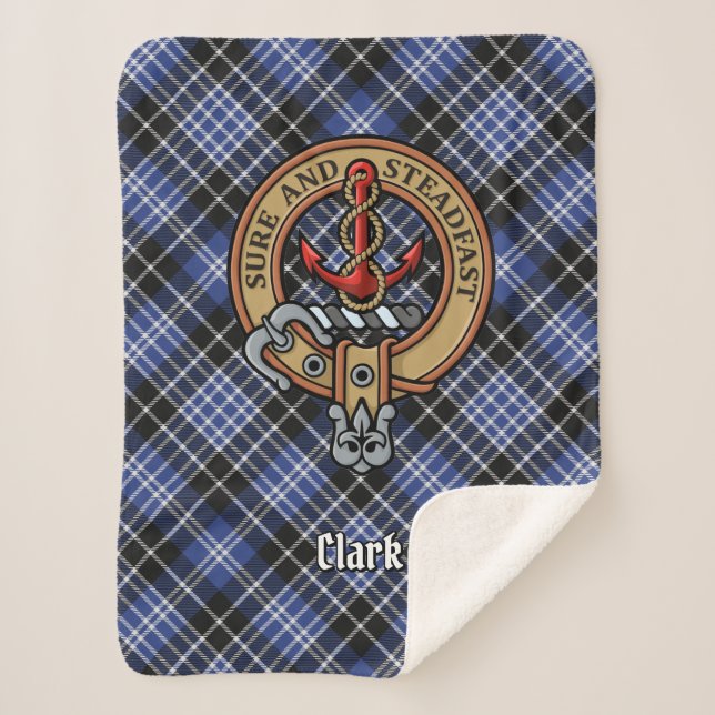 Couverture Sherpa Clan Clark Crest sur Tartan (Devant)
