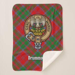 Couverture Sherpa Clan Drummond Crest sur Tartan
