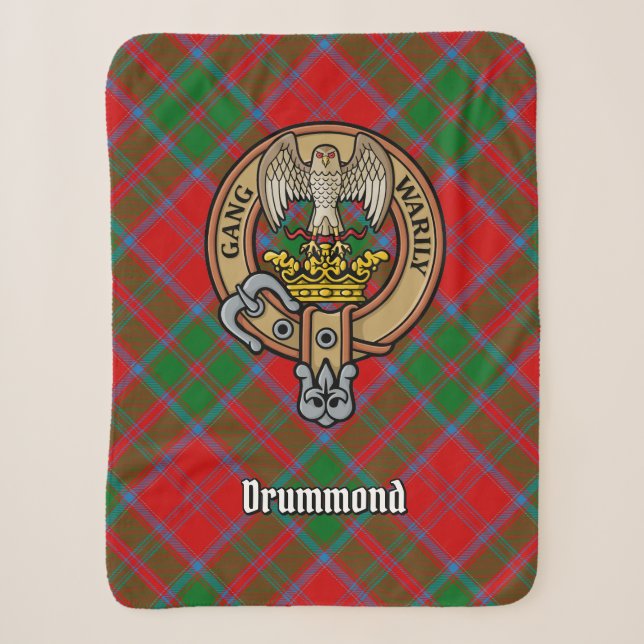Couverture Sherpa Clan Drummond Crest sur Tartan (Devant)