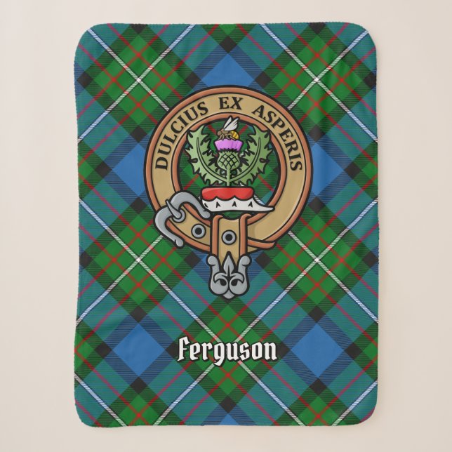Couverture Sherpa Clan Ferguson Crest sur Tartan (Devant)