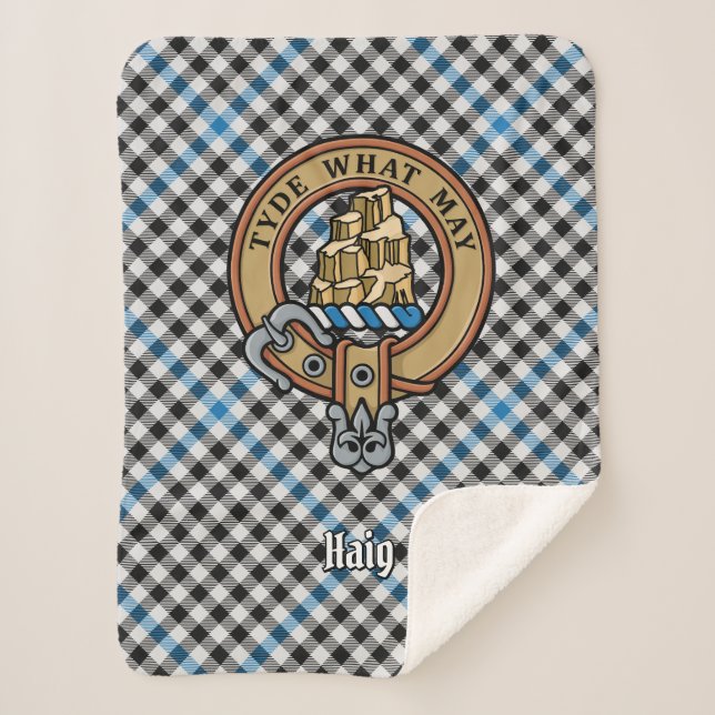 Couverture Sherpa Clan Haig Crest over Check Tartan (Devant)