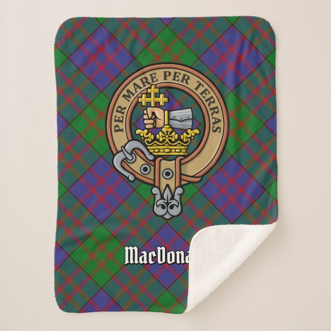 Couverture Sherpa Clan MacDonald Crest sur Tartan (Devant)