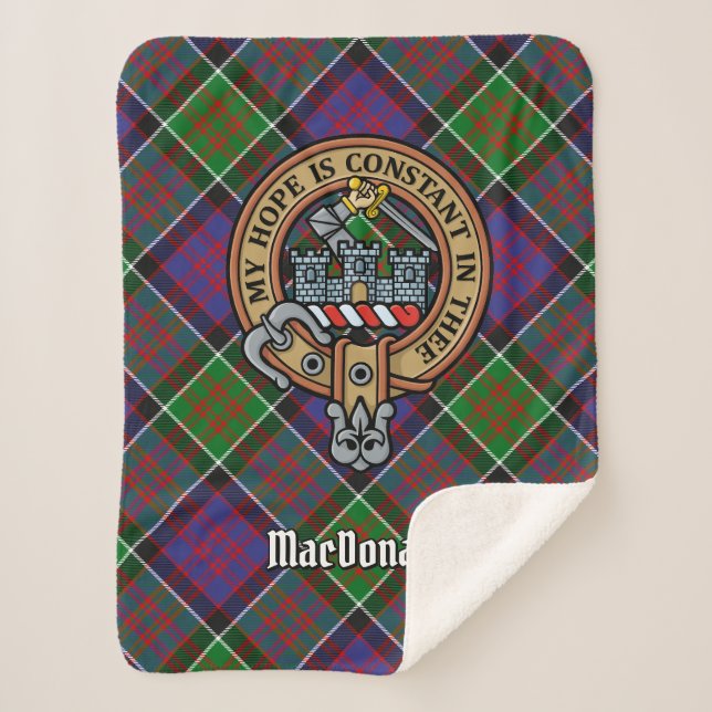 Couverture Sherpa Clan MacDonald de Clanranald Crest sur Tartan (Devant)
