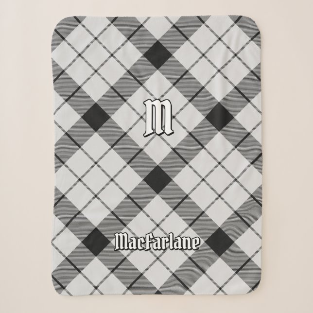 Couverture Sherpa Clan MacFarlane Tartan noir et blanc (Devant)