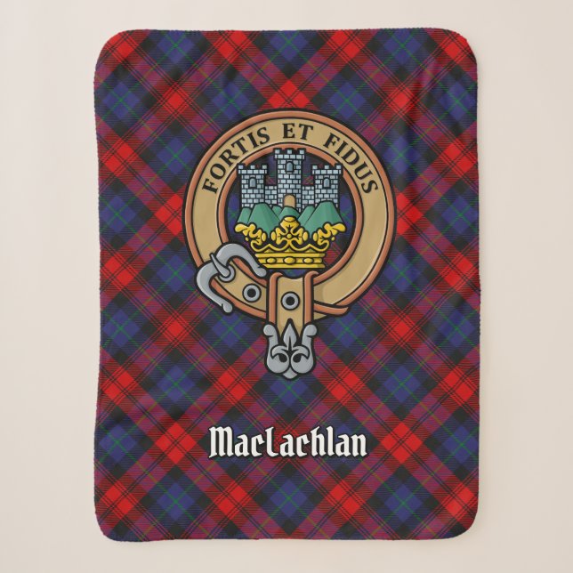 Couverture Sherpa Clan MacLachlan Crest sur Tartan (Devant)