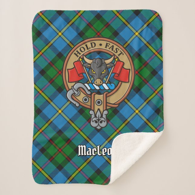Couverture Sherpa Clan MacLeod Crest sur Tartan (Devant)