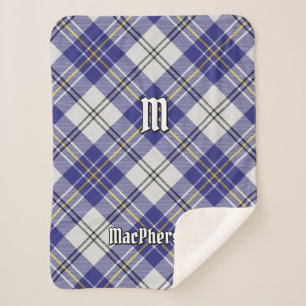 Couverture Sherpa Clan MacPherson robe bleue Tartan Sherpa Blanket