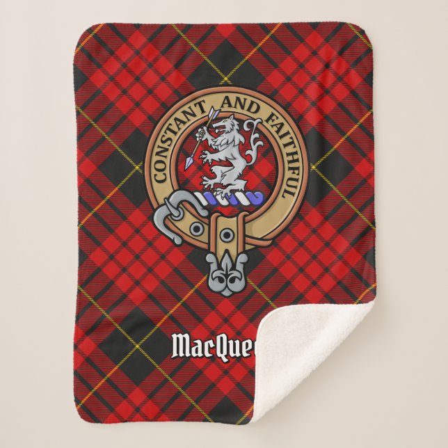 Couverture Sherpa Clan MacQueen Crest sur Tartan (Devant)