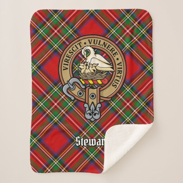 Couverture Sherpa Clan Stewart Crest sur Tartan (Devant)