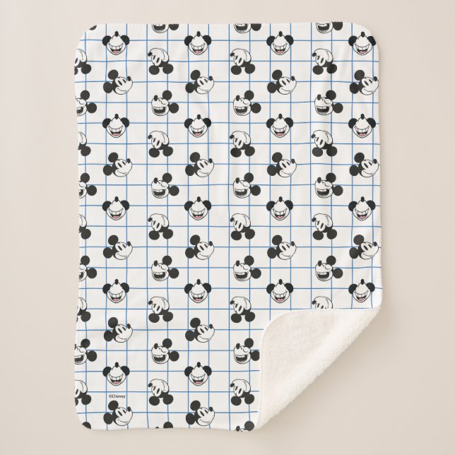 Couverture Sherpa Classic Smiling Mickey Mouse Grid Pattern (Devant)