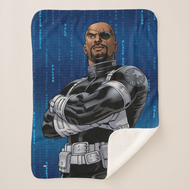 Couverture Sherpa Classique Avengers | Nick Fury Bras Croisés (Devant)