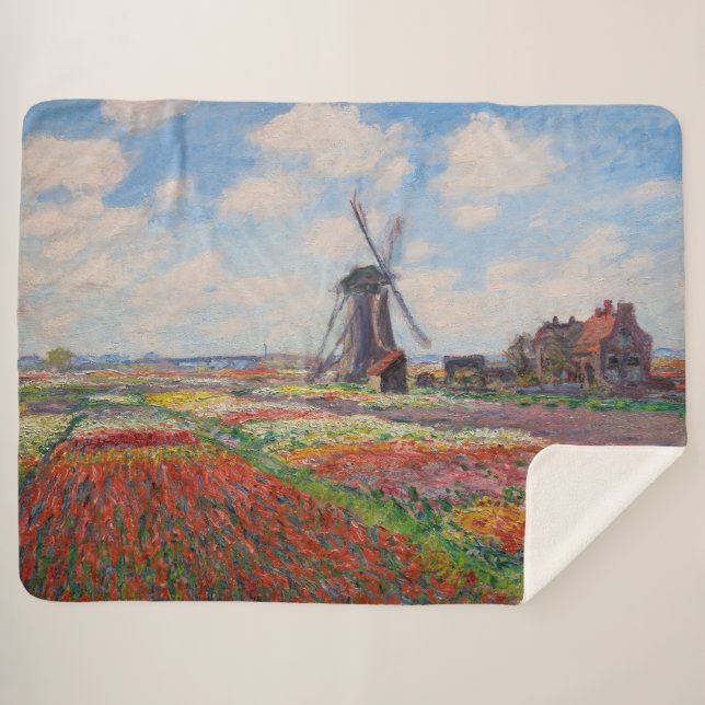 Couverture Sherpa Claude Monet - Champ de Tulipes en Hollande (Devant (Horizontal))