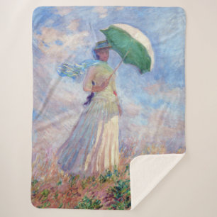 Couverture Sherpa Claude Monet - Femme avec un parasol face à droite