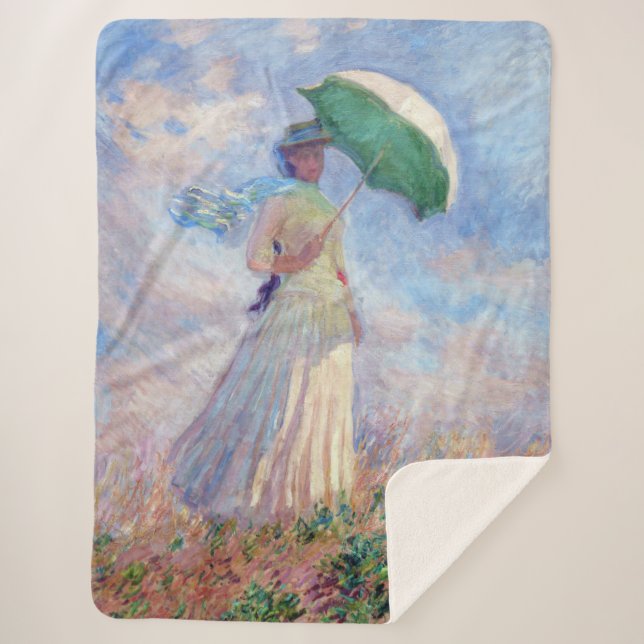 Couverture Sherpa Claude Monet - Femme avec un parasol face à droite (Devant)