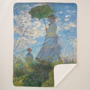 Couverture Sherpa Claude Monet - La Promenade, Femme avec un Parasol