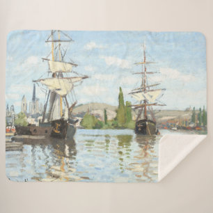 Couverture Sherpa Claude Monet. Navires à cheval sur la Seine à Roue